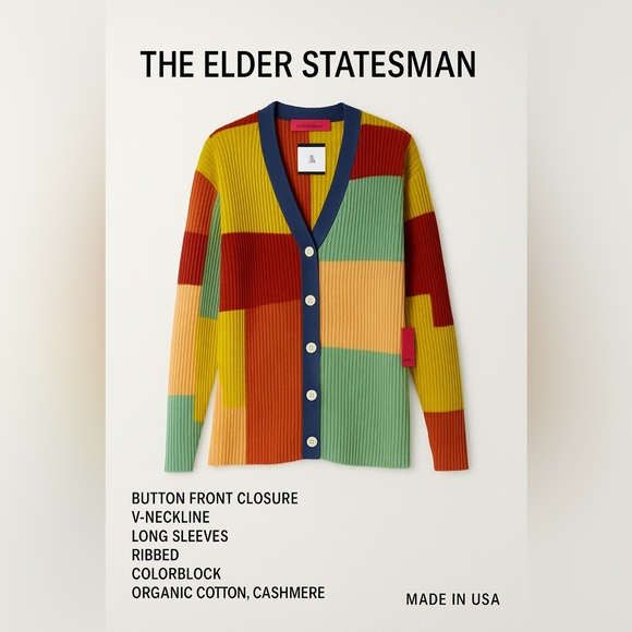 THE ELDER STATESMAN BATCH BLOCK CARDIGAN IN MULTI size M